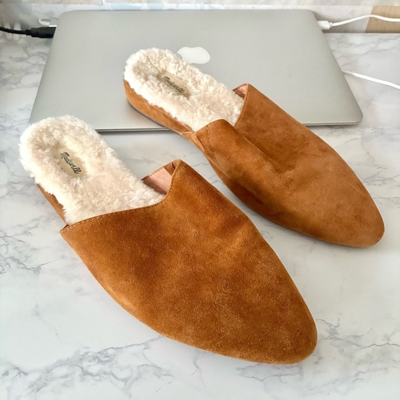 Madewell The Suede Kasey Mule in Faux Shearling - Picture 1 of 11